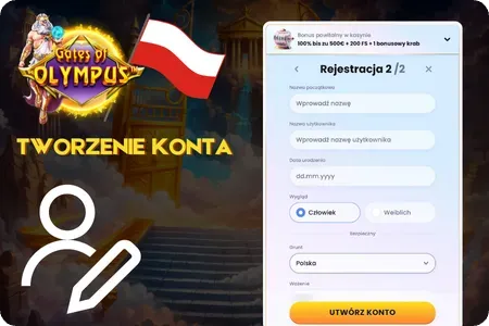 Rejestracja przed grą w Gates of Olympus